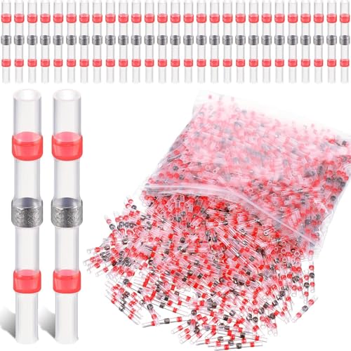 Lötverbinder mit Schrumpfschlauch, 150 Stück Lötverbinder Rot AWG22-18 Kabelverbinder Wasserdicht Schrumpfschlauch Isoliert Quetschverbinder Stoßverbinder für Automobil Elektronikindustrie von Comforty