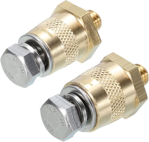 M8 Batteriepoladapter,Paar Messing M8 Batterieklemmen,Positive Negative Batteriepol mit Edelstahlschrauben und Unterlegscheiben Für Motorräder Autos Schiffe von Comforty