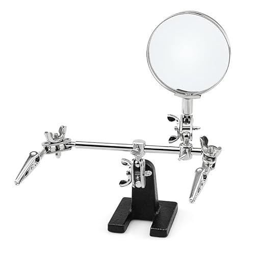 Standlupe Helfende Hand Standlupe mit Löt Halter - 5-fache Lupe - Einstellbare Löthilfe Dritte Hand mit Krokodilklemmen - Schmuck & Elektro Hobby Werkzeug 154 x 100 x 125 mm von Comforty