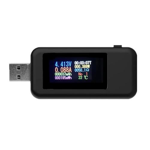 USB Tester Messgerät 4-30V 0-5,1A PD QC USB Strommessgerät Digital Strom Spannung Meter Voltmeter Amperemeter Multimeter Power Charger Detector von Comforty