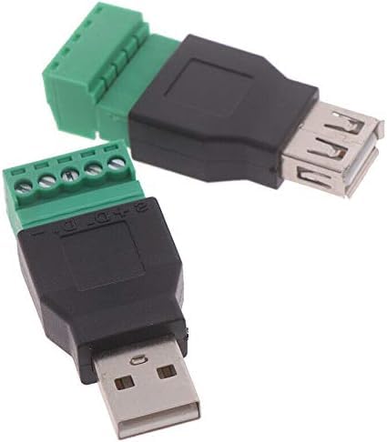 USB Schraubanschluss USB Terminal Adapter Konverter, USB 2.0 Typ A- Stecker zu 5-Poligen Schraubklemmen Datenübertragung, 2 x USB Adapter Stecker von Comforty