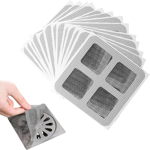 120 Stück Abfluss Haarfänger Einweg,Duschrinne Haarsieb,Duschabfluss Mesh Aufkleber,Spülsieb Aufkleber,Badewannen Aufkleber Haarfänger Abdeckung,mit Plastikspachtel,für Duschen Badewannen von Comforty