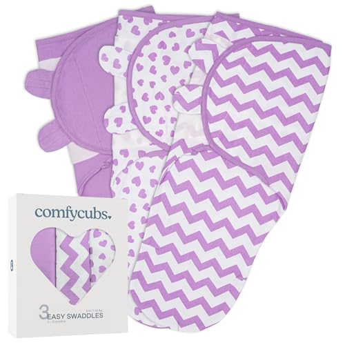 Comfy Cubs Swaddle Decke Baby Boy einfach Adjustable 3er-Pack säuglingsschlafsack wrap Neugeborene (0-3 Monate - Lila, Klein-Mittel) von Comfy Cubs