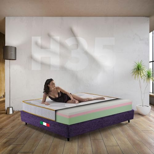 Comfy Line Matratze aus Memory-Schaum, 140 x 200 cm, amerikanische mehrschichtige Matratze mit Zonen, Höhe 35 cm, orthopädische Matratze für extra Gewichte, antiallergene Matratze, hergestellt in von Comfy Line