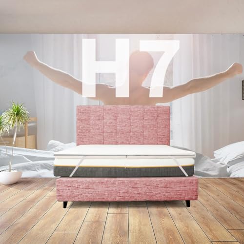 Comfy Line Matratzenauflage für Doppelbett, 170 x 190 cm, orthopädisch gegen Rückenschmerzen, Höhe 7 cm, abziehbar, hypoallergen, mit Gummibändern zur Befestigung, Modell Fixio H7 von Comfy Line
