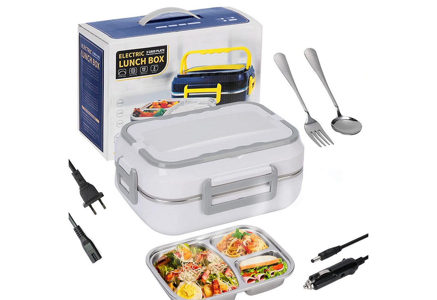 Comfy Mate Elektrische Lunchbox 220V/12V Bento Heizung Beheizte Lunchbox mit Besteck, 220V/12V,70℃ konstante Temperatur,60W Comfy Mate Elektrische Lunchbox 220V/12V Bento Heizung Beheizte Lunchbox mit Besteck, 220V/12V,70℃ konstante Temperatur,60W von Comfy Mate