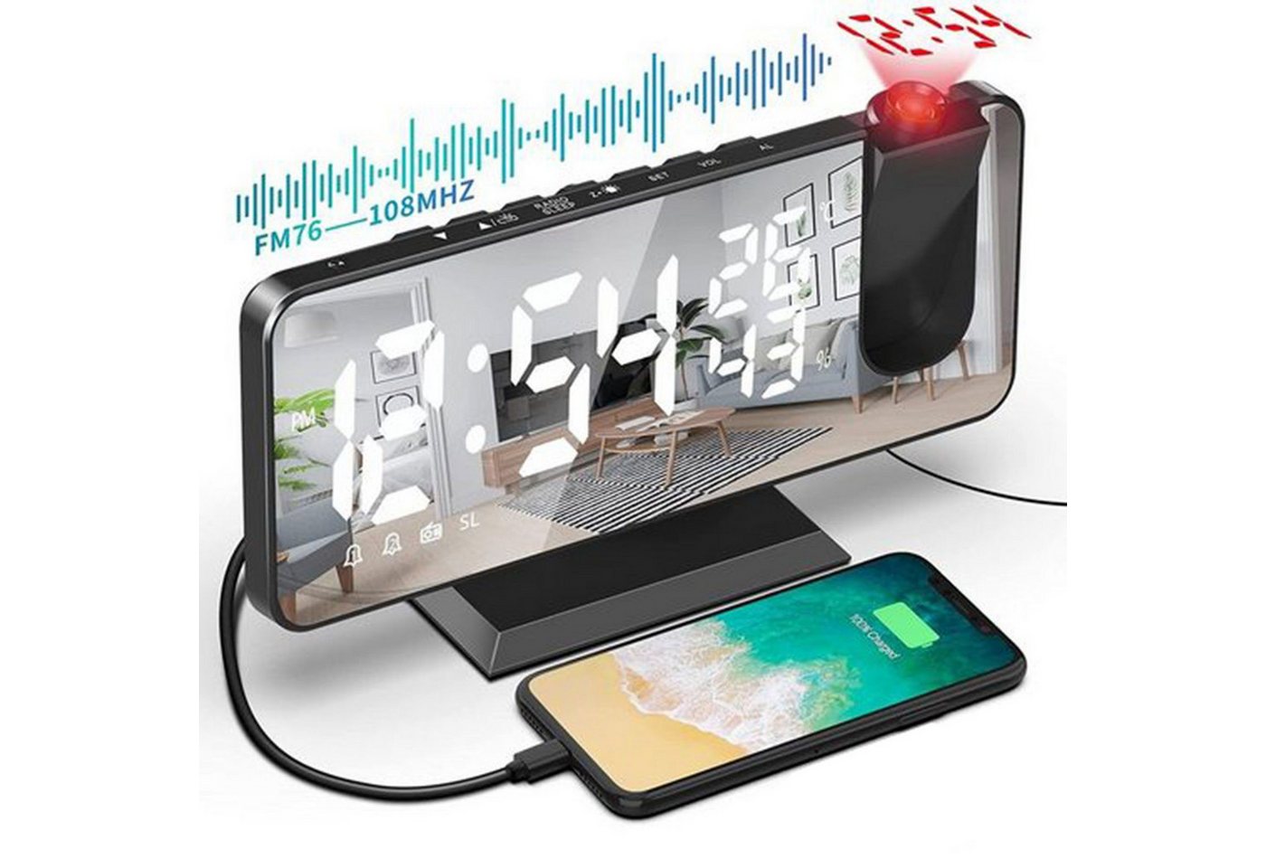 Comfy Mate Projektionswecker Radiowecker mit 180° Projektor,Projektionswecker für Schlafzimmer Digitaluhr für Schlafzimmer 7.5" LED-Anzeige,USB/Type-C-Anschluss Comfy Mate Projektionswecker Radiowecker mit 180° Projektor,Projektionswecker für Schlafzimmer Digitaluhr für Schlafzimmer 7.5" LED-Anzeige,USB/Type-C-Anschluss von Comfy Mate