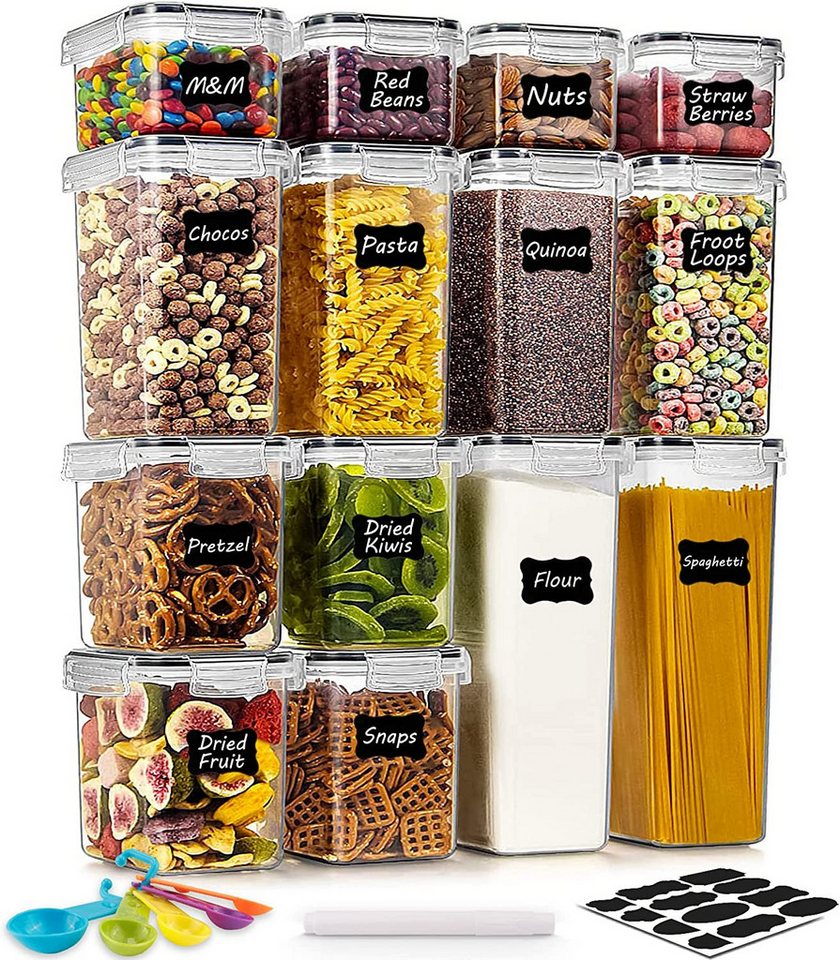 Comfy Mate Vorratsdose Vorratsdosen Set Frischhaltedosen mit Deckel - 14 Stück, (2 x Großer Behälter(2,8 Liter), 14-teiliges Lebensmittel-Container-Set mit Etiketten,Kunststoff von Comfy Mate