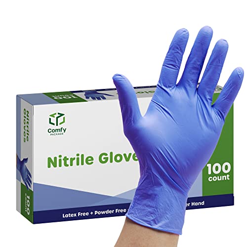 Comfy Package [100 Count] Nitrile Disposable Gloves - 4 mil. | Latex Free and Rubber Free | Non-Sterile Powder Free Gloves - S von Comfy Package