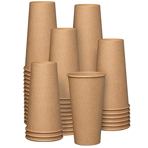 [100er-Packung] 20 oz. - 600 ml Kraftpapier-Heißkaffeetassen – ungebleicht von Comfy Package
