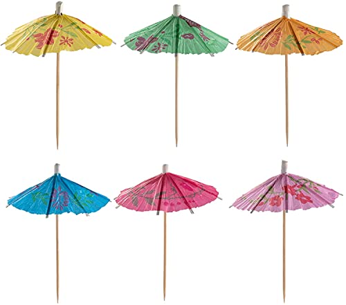 [240 Stück] Regenschirm, Cocktail-Getränke-Picker – verschiedene tropische Farben, Party-Zahnstocher von Comfy Package