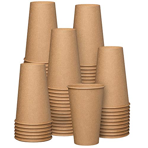 [100er-Packung] 16 oz. - 480 ml Kraftpapier-Heißkaffeetassen – ungebleicht von Comfy Package