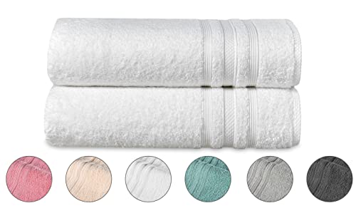 Comfy Wings 2-TLG Frottier Handtücher Set mit 2X Badetuch 70x140 cm 100% Baumwolle, Extra Weich und Saugstark Frottee, Saugfähige Weiche Luxus Duschhandtücher, Badetücher (Weiß) von Comfy Wings