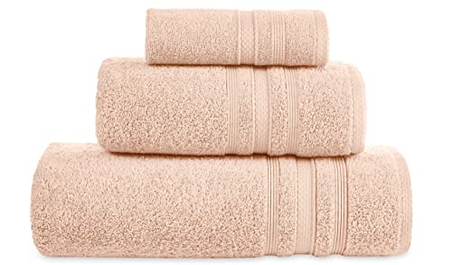 Comfy Wings 3-TLG. Frottier Handtücher 100% Baumwolle Set mit verschiedenen Größen 1X Badetuch 70x140, 1X Handtuch 50x100 und 1X Gästehandtuch 33x33, Extra Weich und Badetücher (Sand) von Comfy Wings