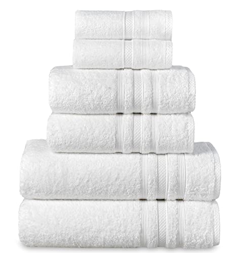 Comfy Wings 6-TLG. Frottier Handtücher 100% Baumwolle Set mit verschiedenen Größen 2X Badetuch 70x140, 2X Handtuch 50x100 und 2X Gästehandtuch 33x33, Extra Weich und Saugfähige Badetücher (Weiß) Comfy Wings 6-TLG. Frottier Handtücher 100% Baumwolle Set mit verschiedenen Größen 2X Badetuch 70x140, 2X Handtuch 50x100 und 2X Gästehandtuch 33x33, Extra Weich und Saugfähige Badetücher (Weiß) von Comfy Wings