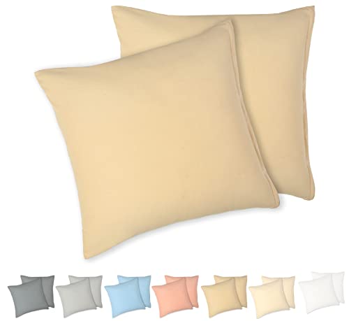 Comfy Wings Set 2X Kissenbezug 100% Jersey Baumwolle Premium Qualität 150 g/m², Kissenbezüge, Oeko-TEX® Zertifiziert, kissenhülle -kissenhüllen (Beige, 40x40cm 2er-Set) von Comfy Wings