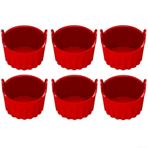 6 Silikon-Backförmchen für Luftfritteuse, perfekt für Muffins und Eierschalen (rot) von ComfyHarbor