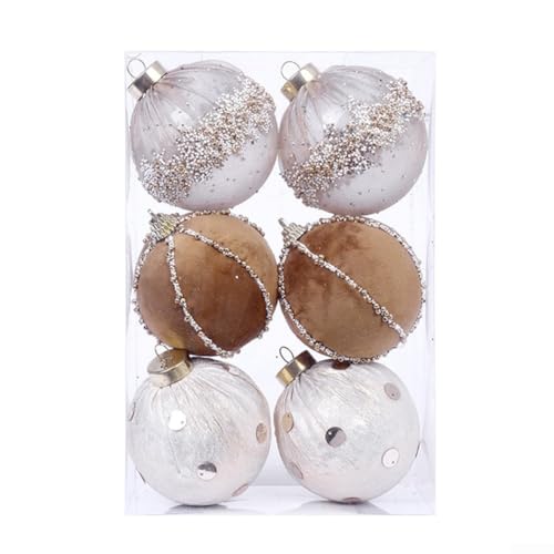 6 Stück Samtschaum-Weihnachts-Kugeln mit Punkten, geeignet für Urlaubsdekoration, Wandbehang, Decken-Display und Party-Verschönerung (hellgold) von ComfyHarbor