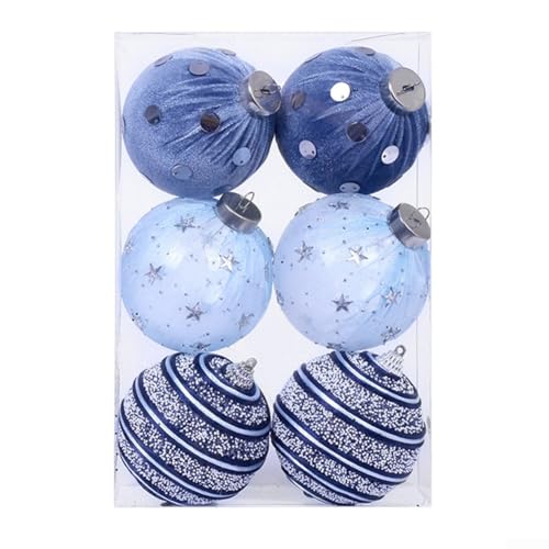 6 Stück Samtschaum-Weihnachtsdruckbälle mit Punkten, geeignet für Urlaubsdekoration, Wandbehang, Deckendisplay und Party-Verschönerung (Nachtblau) von ComfyHarbor