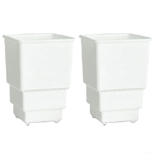 Atmungsaktiver quadratischer Wurzelkontroll-Blumentopf, 2 Stück, mit Kunststoffmaterial und Wurzelbindung, zur Erhaltung optimaler Bedingungen für Pflanzenwurzeln (8 cm, weiß) von ComfyHarbor