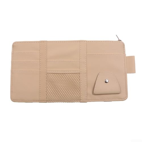 Auto-Sonnenblenden-Organizer mit mehreren Staufächern, einschließlich Reißverschlussfach, Netztasche, Kartenfächern und Brillenclip für Auto-Innenorganisation und Komfort (beige) von ComfyHarbor