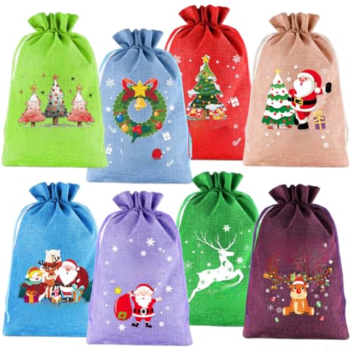 Beutel mit Kordelzug, 20 x 30 cm, Stoffbeutel für Kinder, Partygeschenke, mit starkem Polyester-Material und einfachem Zugriffsverschluss (8 Stück-A) von ComfyHarbor