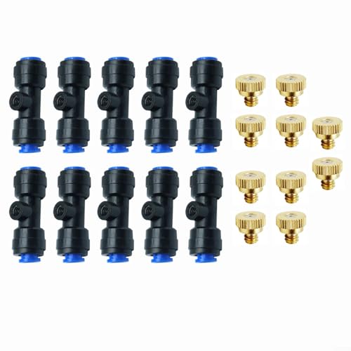 ComfyHarbor 10 Stück Messing-Sprühsystem-Düsen, Wasserzerstäuber-Sprinkler mit Schnellverbindungs-Design für Garten, Kühlung, Balkon, Pflanzenbewässerung (blau) von ComfyHarbor