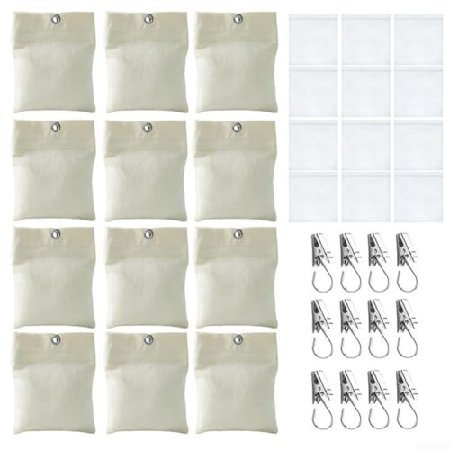 ComfyHarbor 12 Stück Outdoor-Vorhanggewichte mit Clips – robuste Canvas-Sandsäcke für Terrassenvorhänge, Tischdecken und Flaggen, inklusive 12 verschließbaren PE-Beuteln und Metall-Clips, winddicht von ComfyHarbor