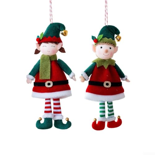 ComfyHarbor 2 Stück Weihnachten für Elfenpuppe hängende Ornamente niedliche Paar-Figuren mit Zylinderhut Glockenfüße rot grün Stoff Urlaub Dekor 18 x 9 cm ComfyHarbor 2 Stück Weihnachten für Elfenpuppe hängende Ornamente niedliche Paar-Figuren mit Zylinderhut Glockenfüße rot grün Stoff Urlaub Dekor 18 x 9 cm von ComfyHarbor