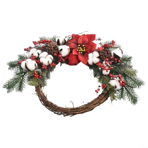 ComfyHarbor 37 cm künstlicher Weihnachtskranz Rattan Kreis Tür hängende Girlande mit PVC und ohne gewebte Blume Dekor für Haustür Wand Weihnachten Tag (1#) von ComfyHarbor