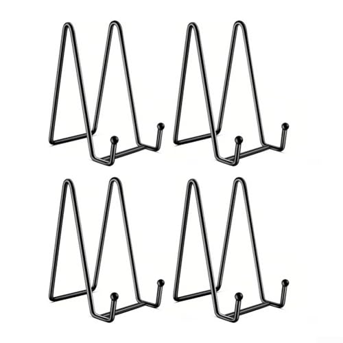 ComfyHarbor 4 Stück 15,2 cm Metall-Staffelei mit quadratischem Rahmen, stabiler Eisen-Displayhalter für Teller, Fotos, Schallplatten, Schilder, Heim- oder Veranstaltungsdekorationen (schwarz) von ComfyHarbor