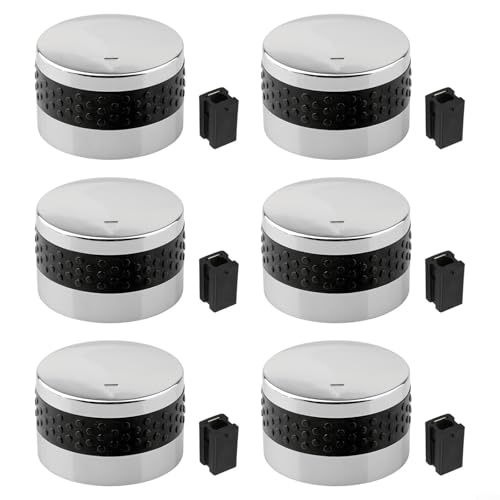 ComfyHarbor BBQ Gasgrill Kontrollknöpfe Ersatz-Set mit D-förmigem Ventilschaft, verchromte Kunststoffknöpfe mit Silikonring für Outdoor-Grill (6 Stück) von ComfyHarbor