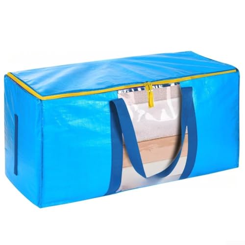 ComfyHarbor Extra große Umzugs- und Aufbewahrungstasche mit Reißverschluss und Griff, Design für Heimorganisation, Bettwäsche und saisonale Gegenstände, perfekt für Reisen und Umzug (hellblau) von ComfyHarbor