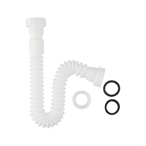 ComfyHarbor Flexibles Abflussrohr-Set mit 1-1/2 und 1-1/4 Zoll P-Falle und Adapter, verstellbarer 20-80 cm Wellschlauch, auslaufsichere Dichtungsringe für Küchenspüle, Badezimmer-Eitelkeit von ComfyHarbor