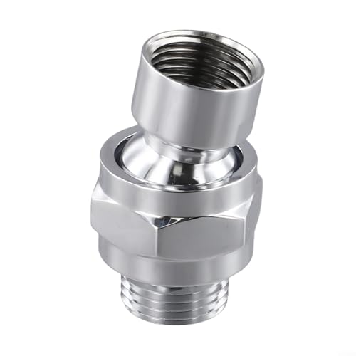 ComfyHarbor Messing Duschkopfanschluss Schwenkadapter mit verstellbarem Kugelgelenk für G1/2-Gewinde Duscharme und -köpfe, auslaufsicheres Design, gebürstetes Silber, Schwarz (Silber) von ComfyHarbor