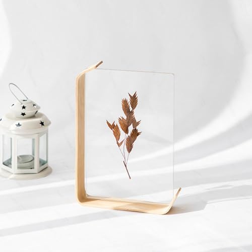ComfyHarbor Moderner Bilderrahmen mit Holzsockel, Acrylplatte, Mehrzweck-Fotohalter für Zuhause, Büro, Wanddekoration (10 x 15 Holzfarbe) von ComfyHarbor