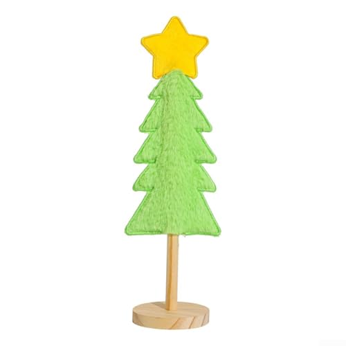 ComfyHarbor Plüsch limettengrüner Weihnachtsbaum Tafelaufsatz Filz und Holz 25–32 cm Tischfigur Urlaub Dekoration Home Ornament Winter festlich Indoor Display (Grün 32 cm) von ComfyHarbor