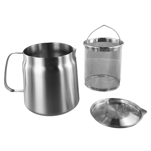 ComfyHarbor Professioneller Edelstahl-Ölsieb, Topf mit Filtergitter, für Küche, Speiseöl, Behälter zum Frittieren (2 l) von ComfyHarbor