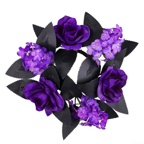 ComfyHarbor Ring-Kerzenhalter mit dunklen Blättern, Violett von ComfyHarbor