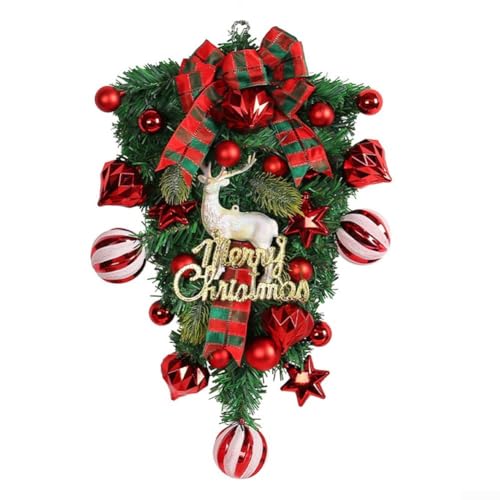 ComfyHarbor Upside Down Weihnachts-Rentier-Kranz mit leuchtend roten Beeren, Kunststoff, festliche Tür- oder Gartendekoration, 48,5 x 32 cm ComfyHarbor Upside Down Weihnachts-Rentier-Kranz mit leuchtend roten Beeren, Kunststoff, festliche Tür- oder Gartendekoration, 48,5 x 32 cm von ComfyHarbor