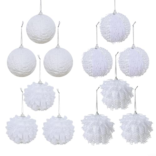 ComfyHarbor Weiße Spitze Weihnachten Ornament Kugeln Dekorative Hängende Baumschmuck Set mit 12 eleganten Schaumstoffkugeln Urlaub Home Decor 8 cm Durchmesser 4 verschiedene Designs Festliche ComfyHarbor Weiße Spitze Weihnachten Ornament Kugeln Dekorative Hängende Baumschmuck Set mit 12 eleganten Schaumstoffkugeln Urlaub Home Decor 8 cm Durchmesser 4 verschiedene Designs Festliche von ComfyHarbor