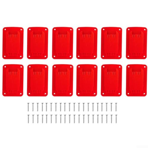 ComfyHarbor Werkzeughalter Batteriehalterung für 18 V Bohrwerkzeuge – Wandregal mit Montageschrauben – rotes Kunststoff-Organizer-Set – 5- oder 12-teiliges Set (12-teilig) von ComfyHarbor
