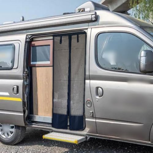 ComfyHarbor athable Netz-Wohnwagentürvorhänge, schwarz, 70 x 200 cm, Sonnenschutz, Rollos für Wohnmobil, Wohnmobil, Sonnenschutz, mit Aufbewahrungstasche von ComfyHarbor