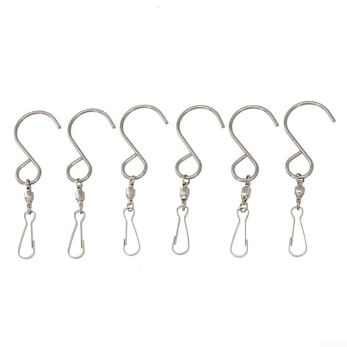 Drehhaken-Clips zum Aufhängen von Windspielen und Dekorationen, Edelstahl-Design, unterstützt bis zu 5 kg, erhältlich in Sets (6 Stück, silberfarben) von ComfyHarbor