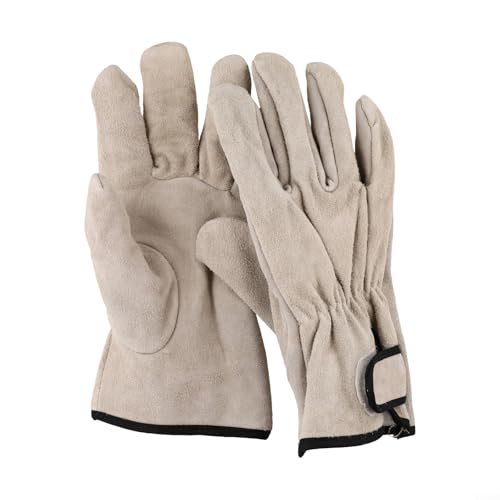 Grillhandschuhe für den Außenbereich, robustes Rindsleder mit weichem Polyester-Futter (gelb) von ComfyHarbor