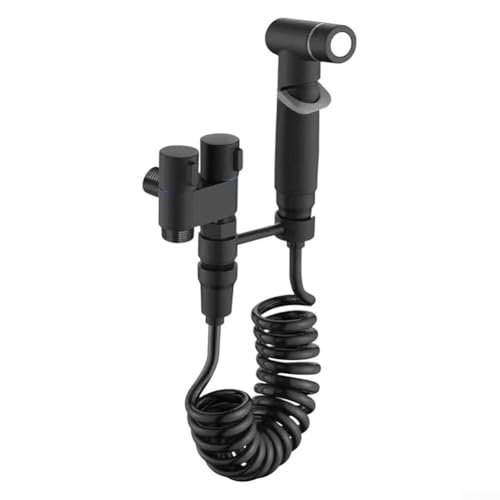 Hand-Bidet-Sprühgerät mit Materialien und zwei Wasserauslässen für verbesserte Reinigungseffizienz (schwarz) von ComfyHarbor