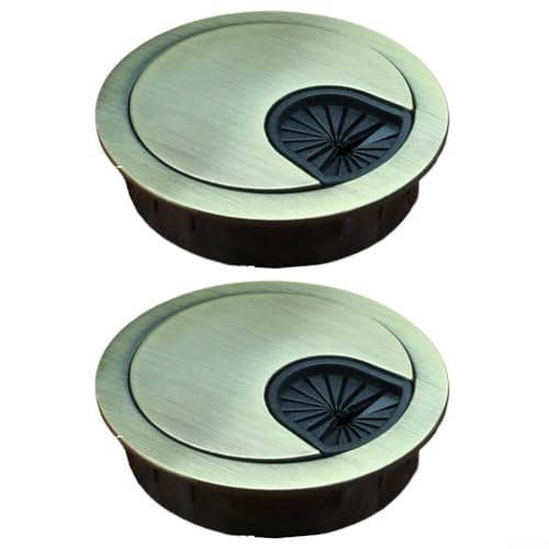Kabellochabdeckungen aus Metall, 2 Stück, runde Lochdurchführungen für Schreibtisch-Kabelorganisation und Reduzierung von Unordnung (grüne Bronze, 50 mm) von ComfyHarbor