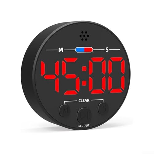 LED-Timer mit magnetischem Design und klarem LCD-Display, verfügt sowohl über Countdown- als auch Count-Up-Timing-Modi für den Einsatz in Küche, Arbeitszimmer oder Büro (rot) von ComfyHarbor