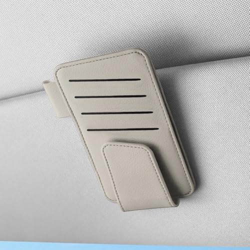 Magnetischer Auto-Sonnenbrillenhalter Clip für Sonnenblende mit PU-Leder-Brillenaufhänger für bequeme Brillenaufbewahrung (grau) von ComfyHarbor