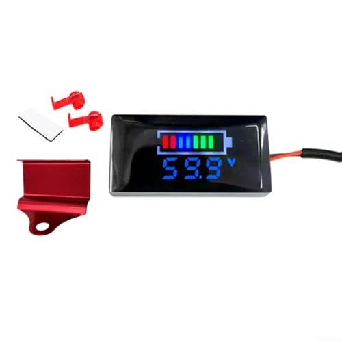 Mini Digital LED Voltmeter Panel for DC 12 150V with Voltage Alarm Function for Precise Vehicle Battery Voltage Monitoring and Protection (Bracket Red+Blue) von ComfyHarbor